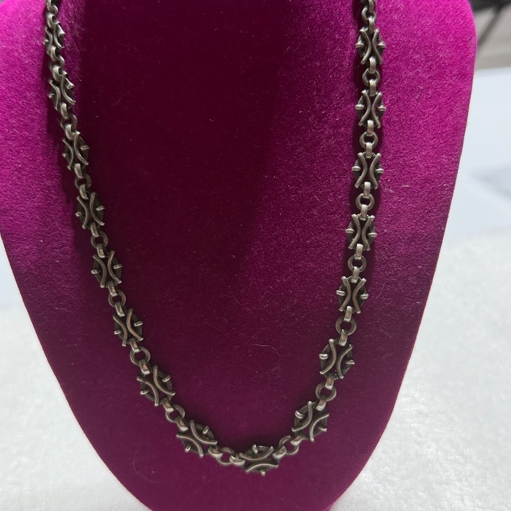 Elegant Antique German 835 Silver Panel Link Necklace 17"  (1)